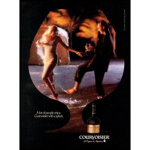 1991 Courvoisier Cognac Vintage Print Ad Couple Dancing in Rain Snifter Wall Art